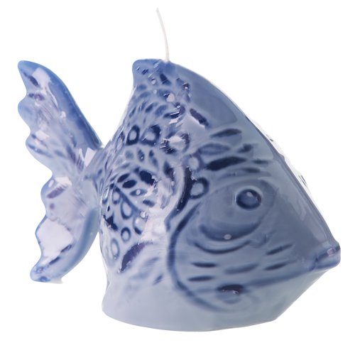 Blaue Fischkerze mit Relief, S