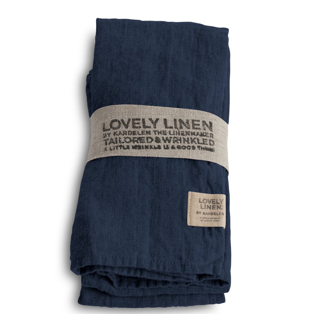 Serviette, Leinen stonewashed, Casual von Lovely Linen, midnight blue