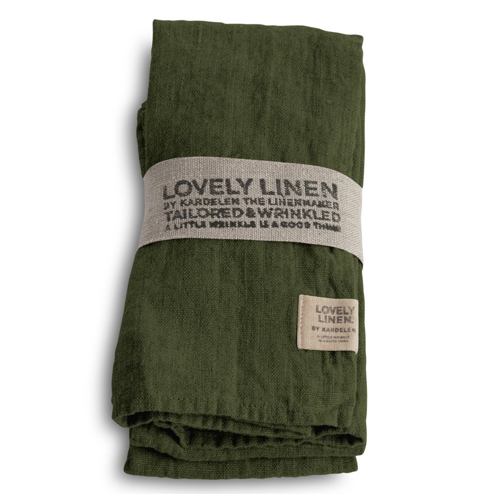 Serviette, Leinen stonewashed, Casual von Lovely Linen, jeep green