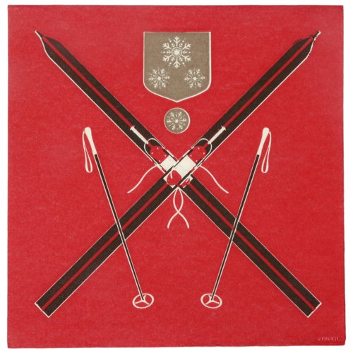 Hochwertige Papierserviette, rote Ski