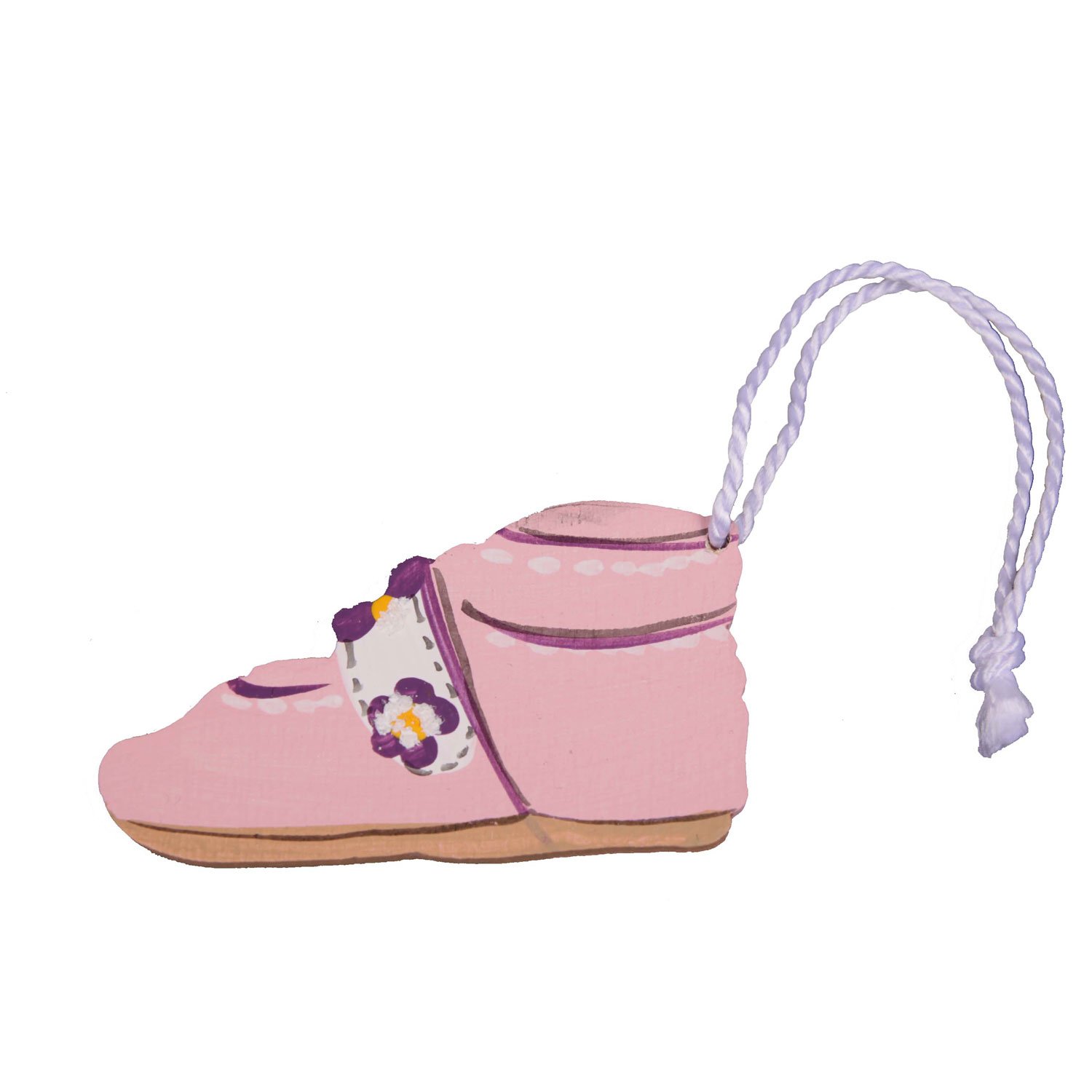 Kleiner Babyschuh, rosé, Holz