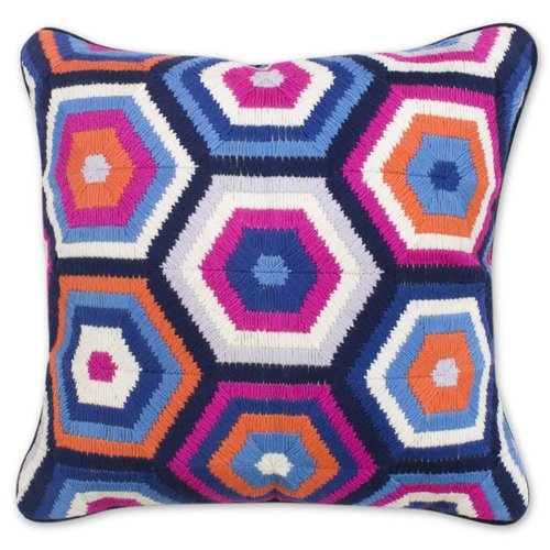 Kissen, „Honeycomb blue & pink“