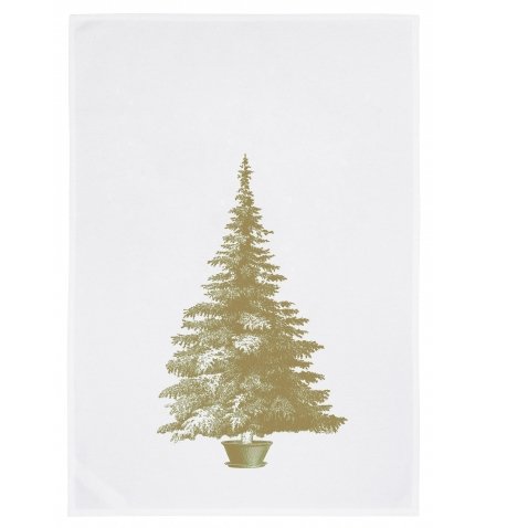 Weißes Geschirrtuch " Weihnachtsbaum gold" von 17;30 1