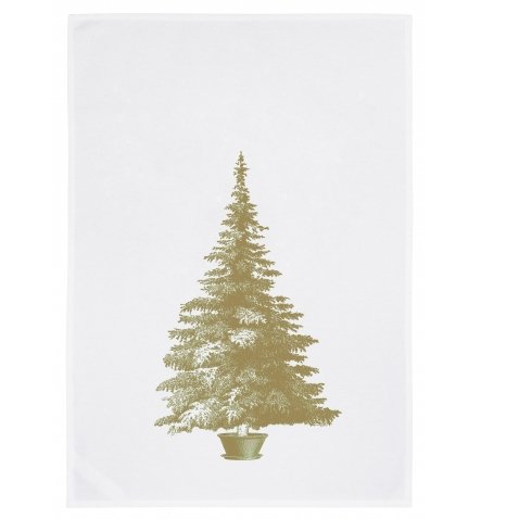 Weißes Geschirrtuch “ Weihnachtsbaum gold“ von 17;30