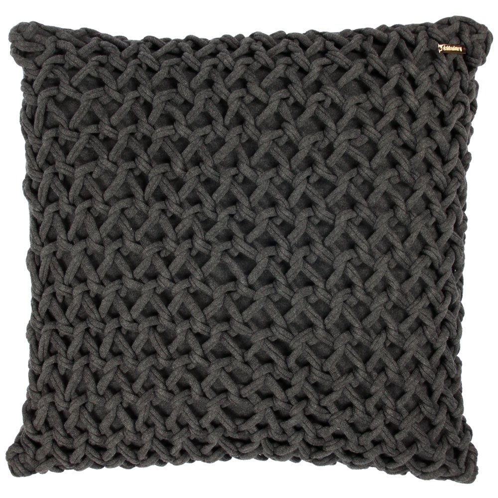 Strickkissenhülle, anthrazit, „Webmuster“, Baumwolle, Peter Dahlenburg