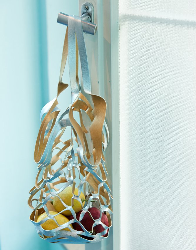 Einkaufsnetz, veganes Leder, farbenfreunde, Gold/Silber