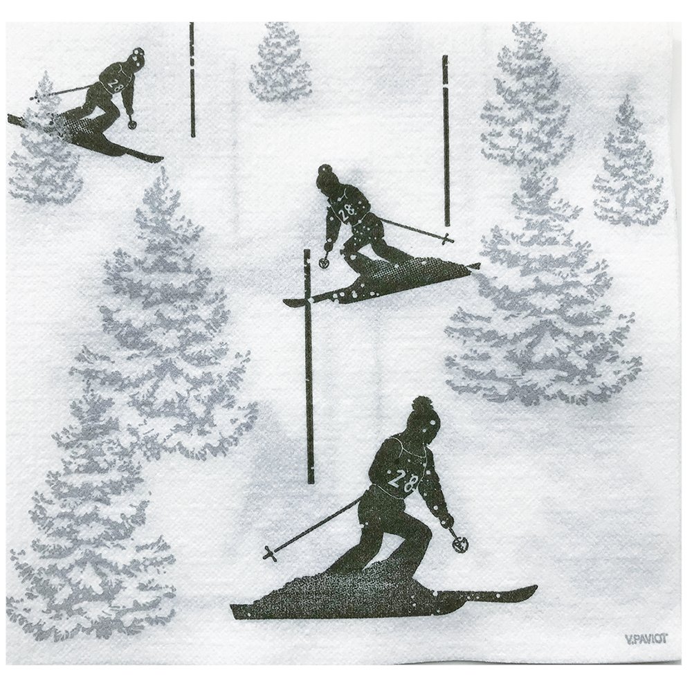 Hochwertige Papierserviette aus Frankreich, "Skiläufer" 1