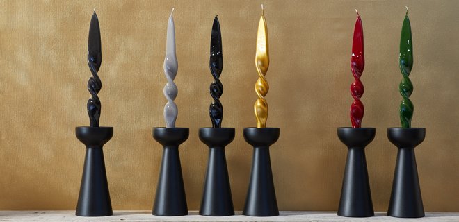 Kerzenständer, Holz, schwarz, Lifestyle 2