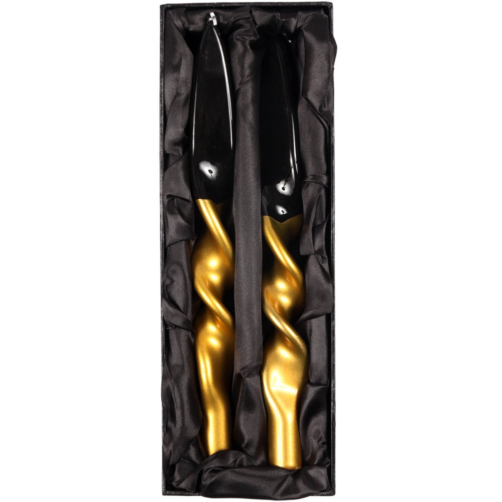 Geschenkbox „Glamour“: 2 twisted candles gold/schwarz von Graziani