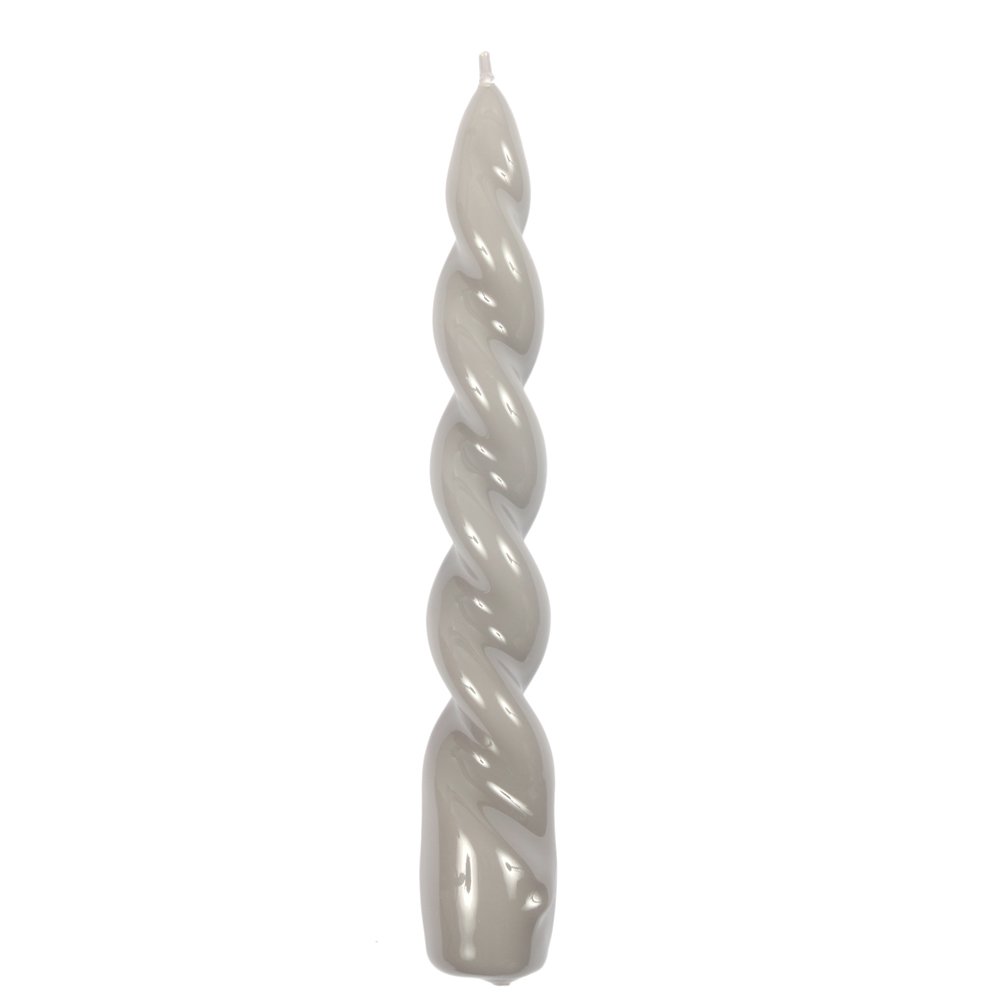 Twisted Candle von Graziani, „pearl grey“, 20 cm