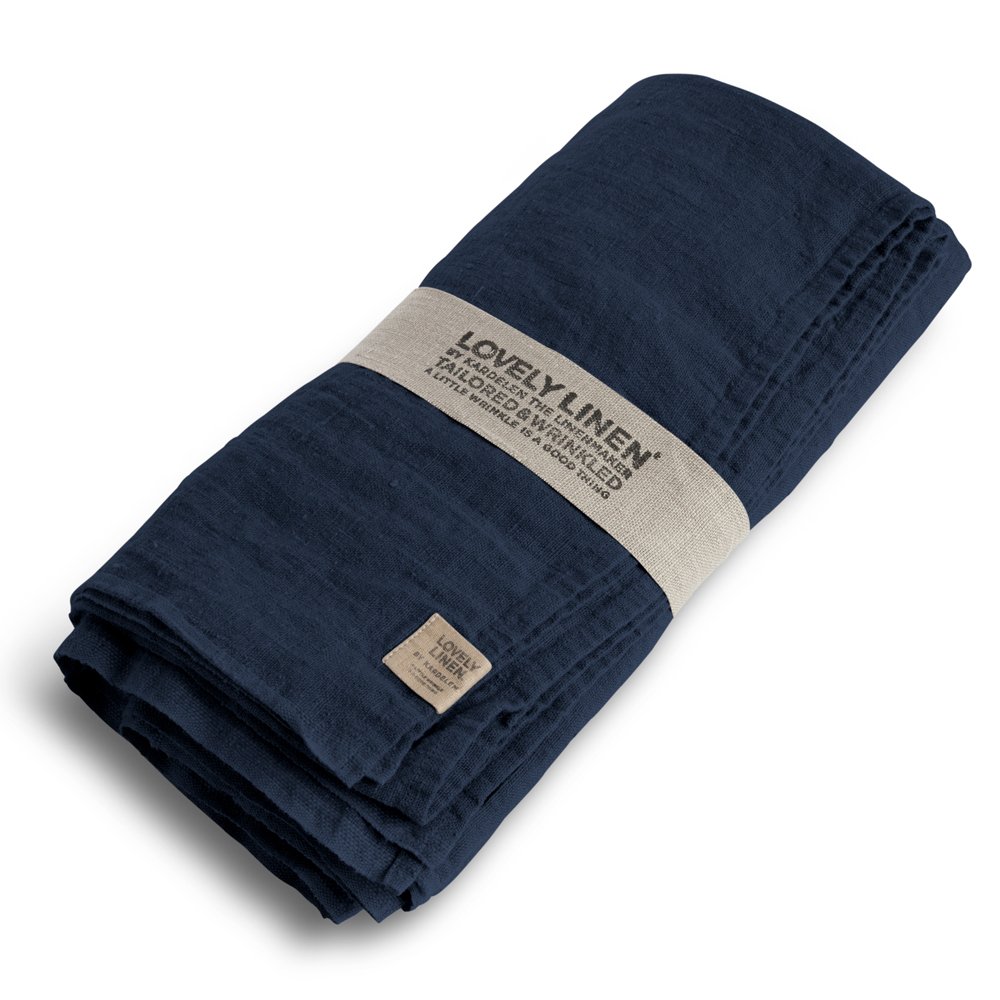 Tischdecke, Leinen stonewashed, Casual von Lovely Linen, marine / midnight blue