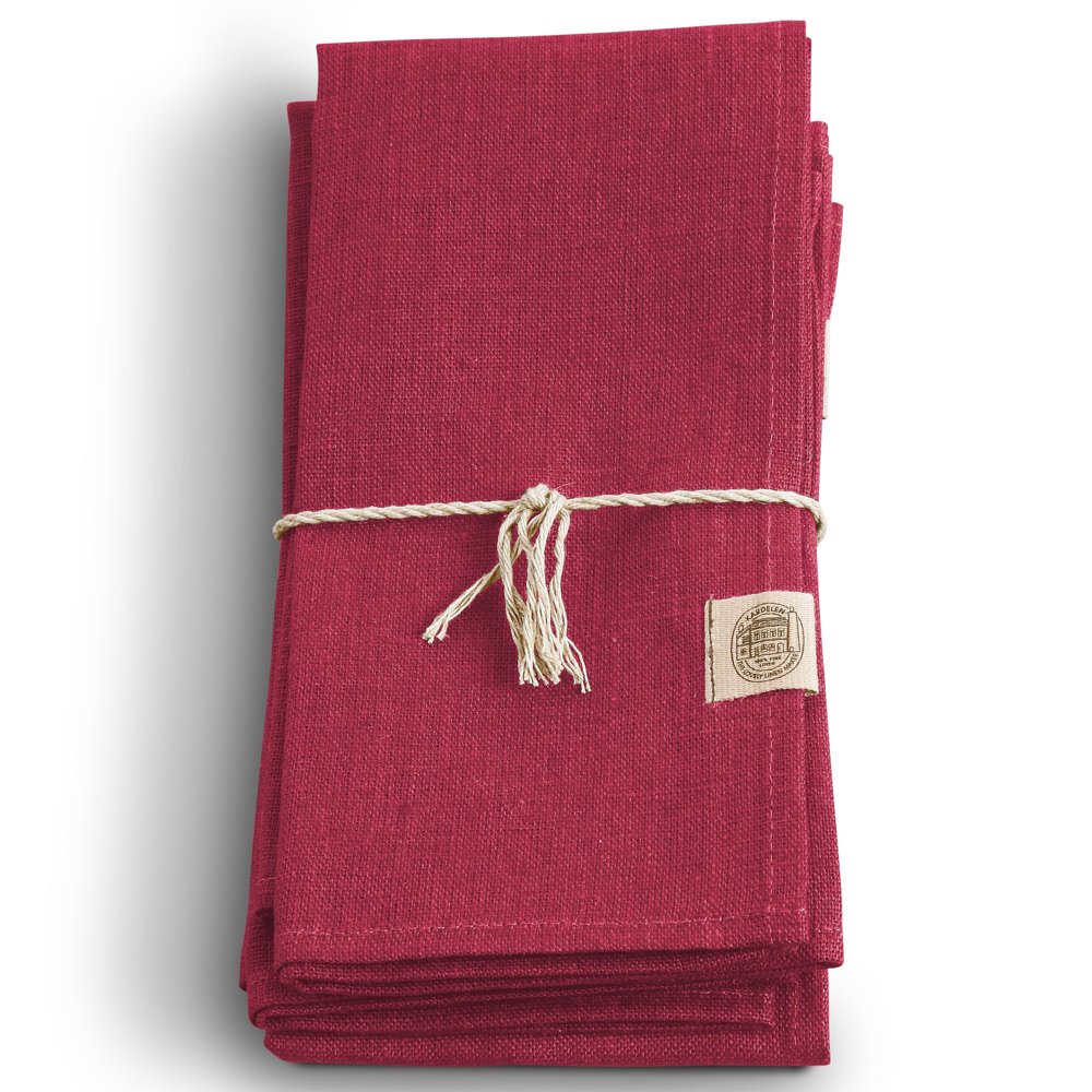 Serviette, Leinen, Classic von Lovely Linen, weinrot