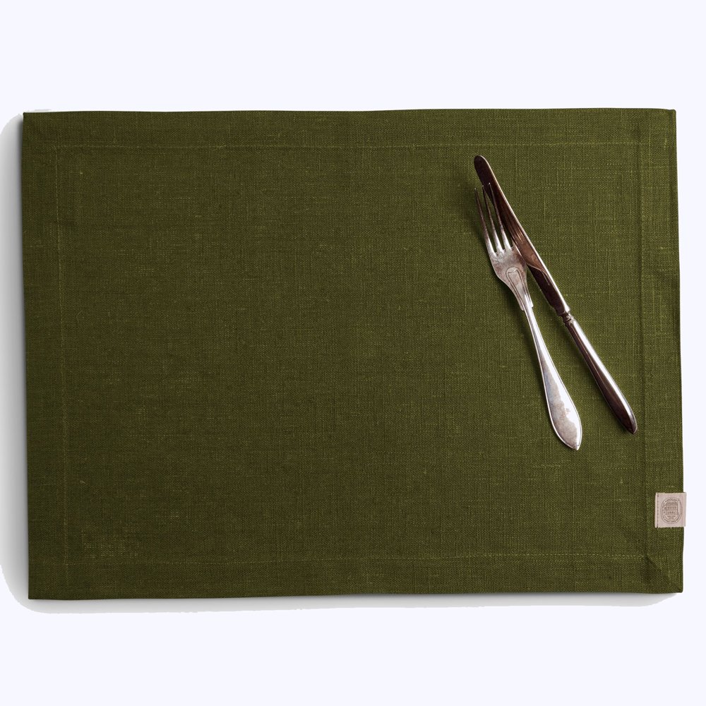 Tischset, Leinen, Classic von Lovely Linen, jeep green