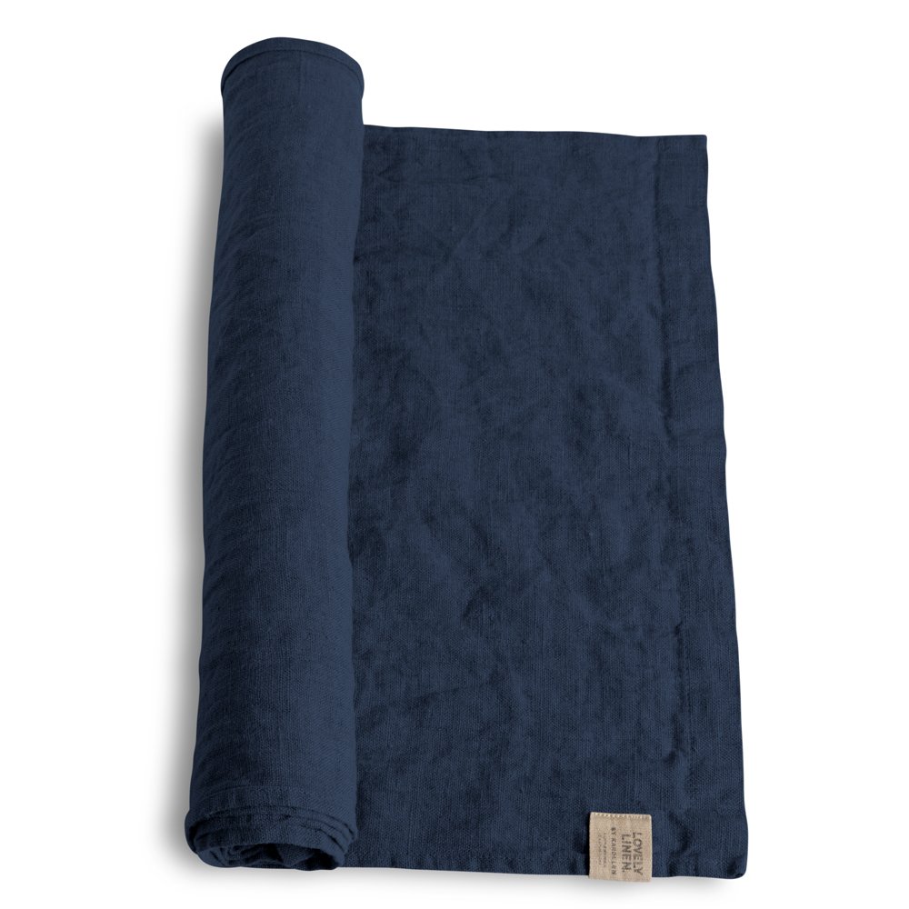 Tischläufer, Leinen stonewashed, Casual von Lovely Linen, marine / midnight blue