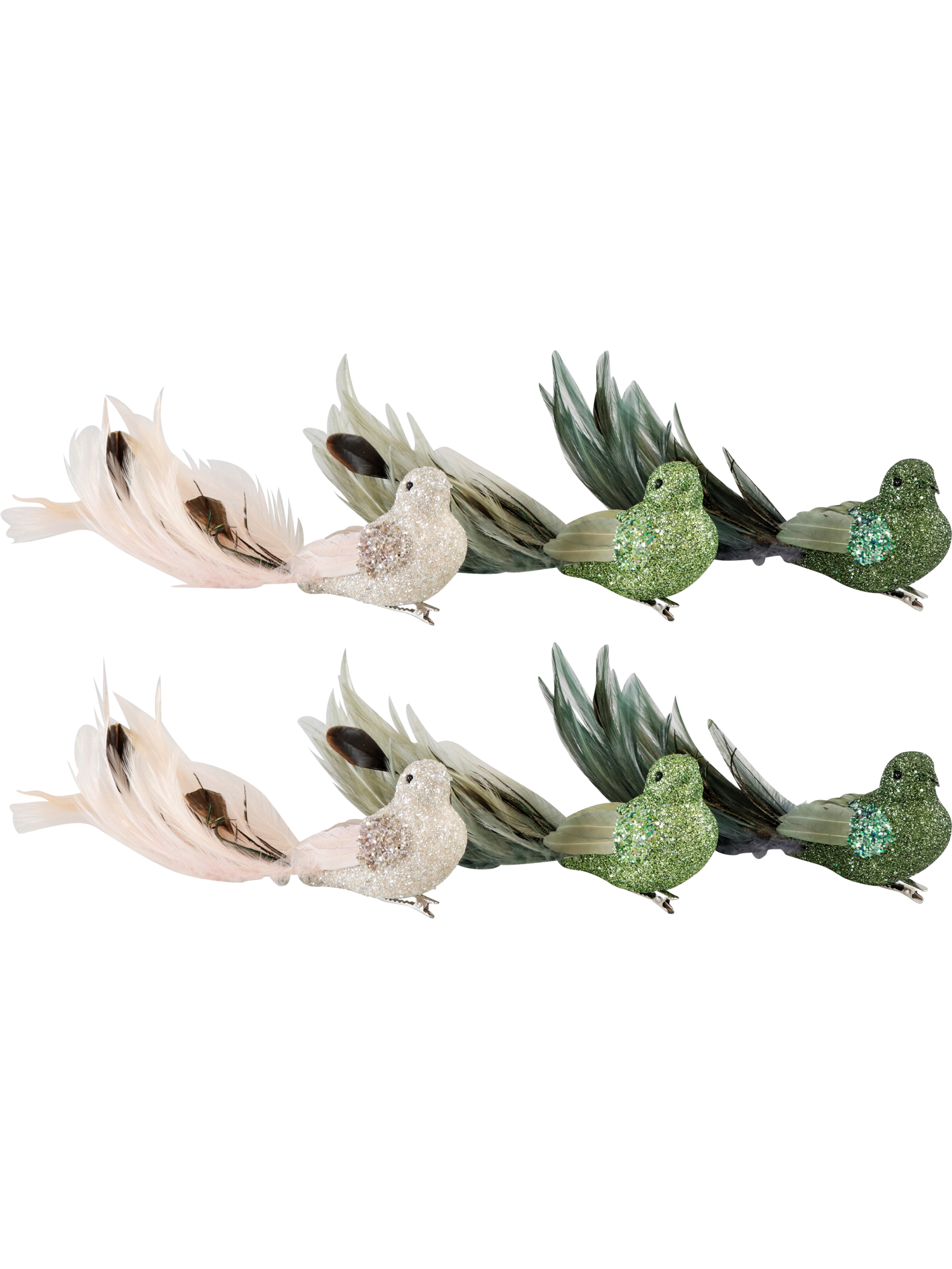 6 Ziervögel „Federstolz“, Grüntöne
