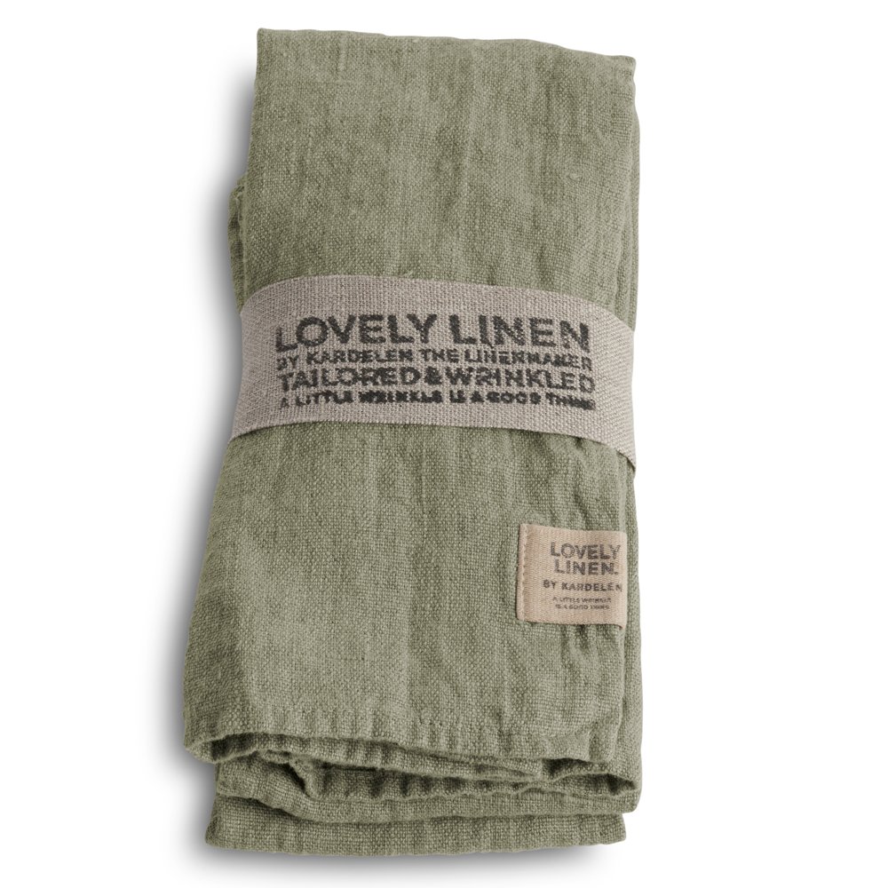 Serviette, Leinen stonewashed, Casual von Lovely Linen, avocado