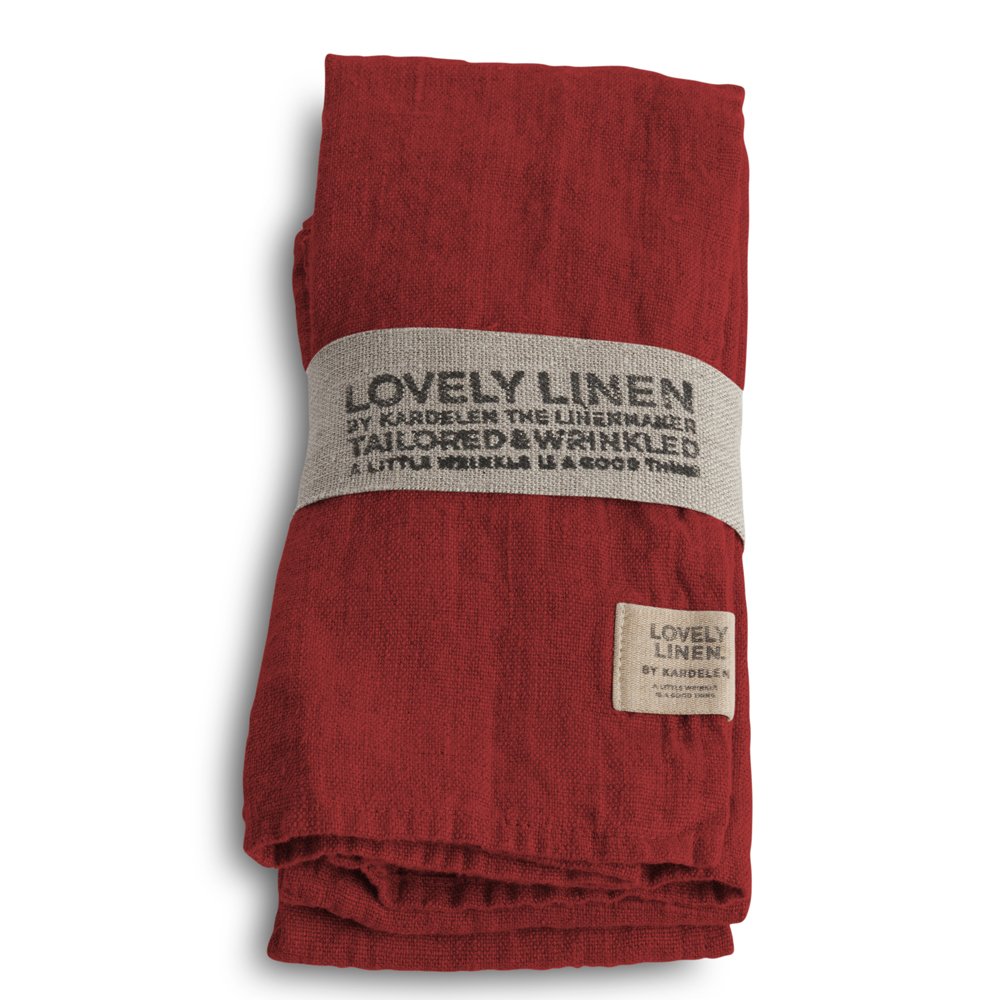 Serviette, Leinen stonewashed, Casual von Lovely Linen, rot