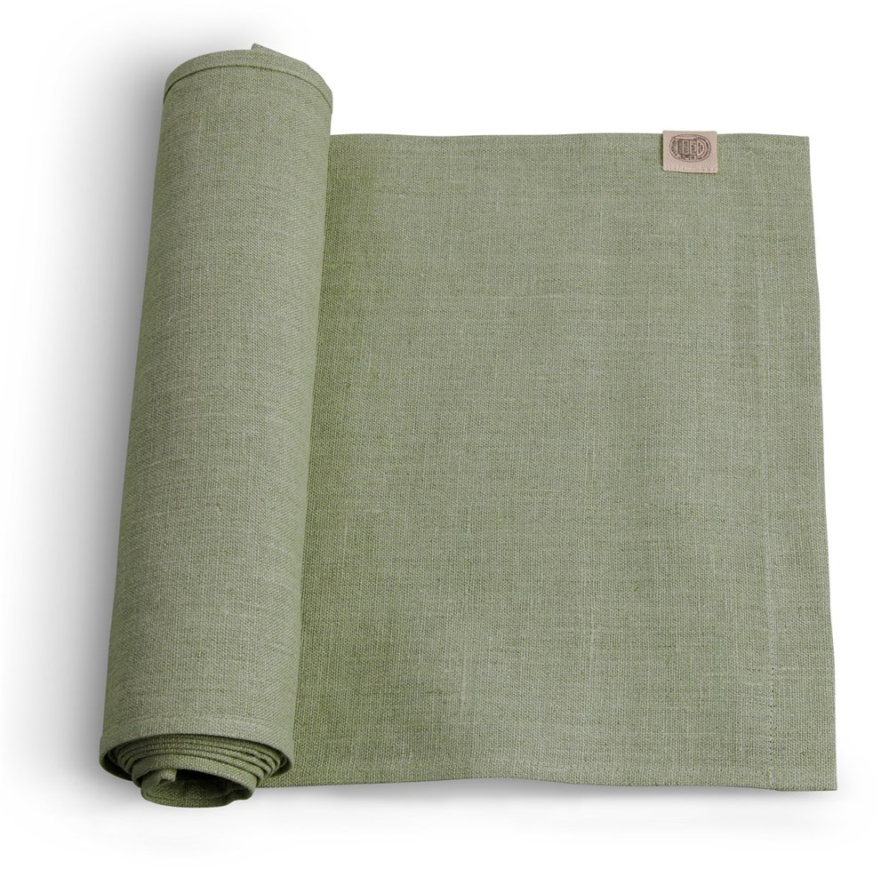 Tischläufer, Leinen, Classic von Lovely Linen, avocado/sage