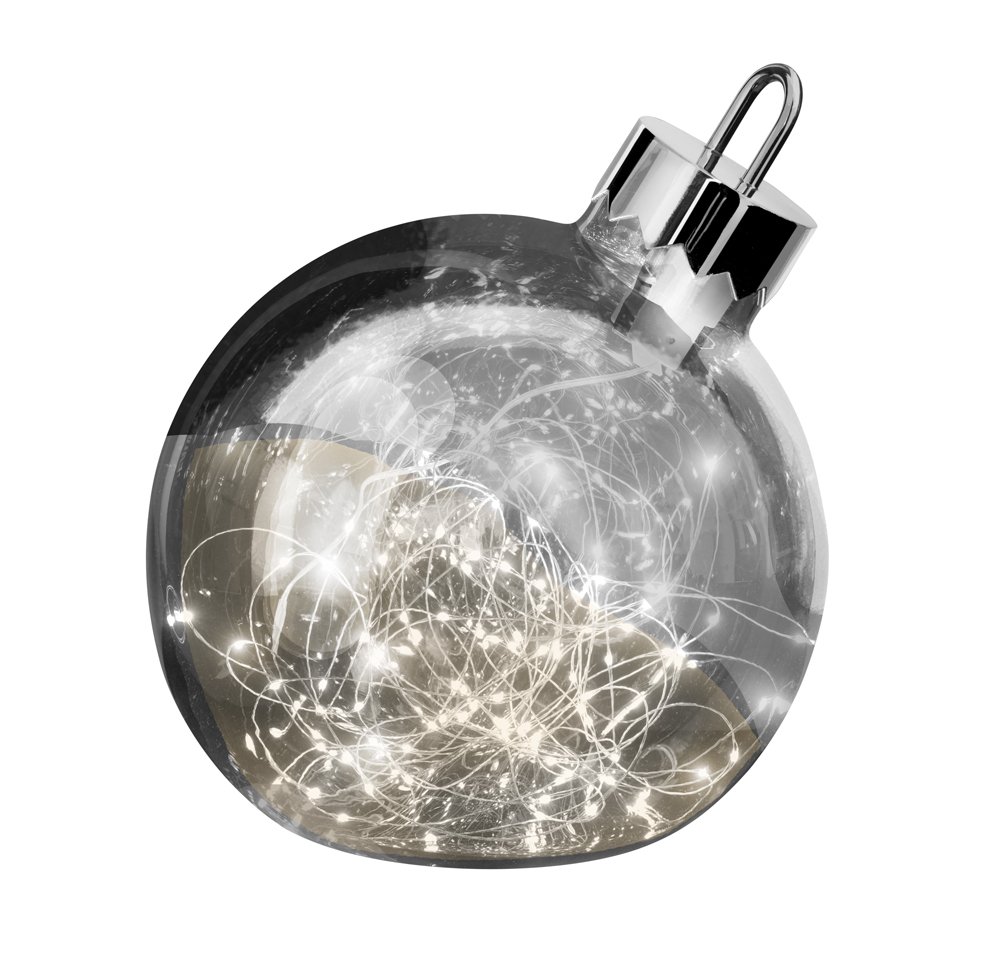 Weihnachtskugel von innen beleuchtet, D 20 cm, silber