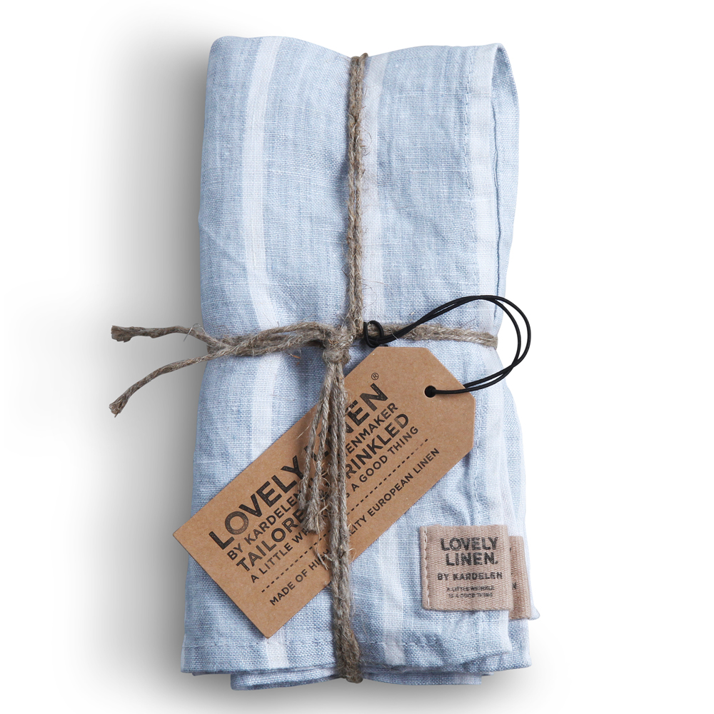 Serviette, Leinen, Lovely Linen, stripe sky blue