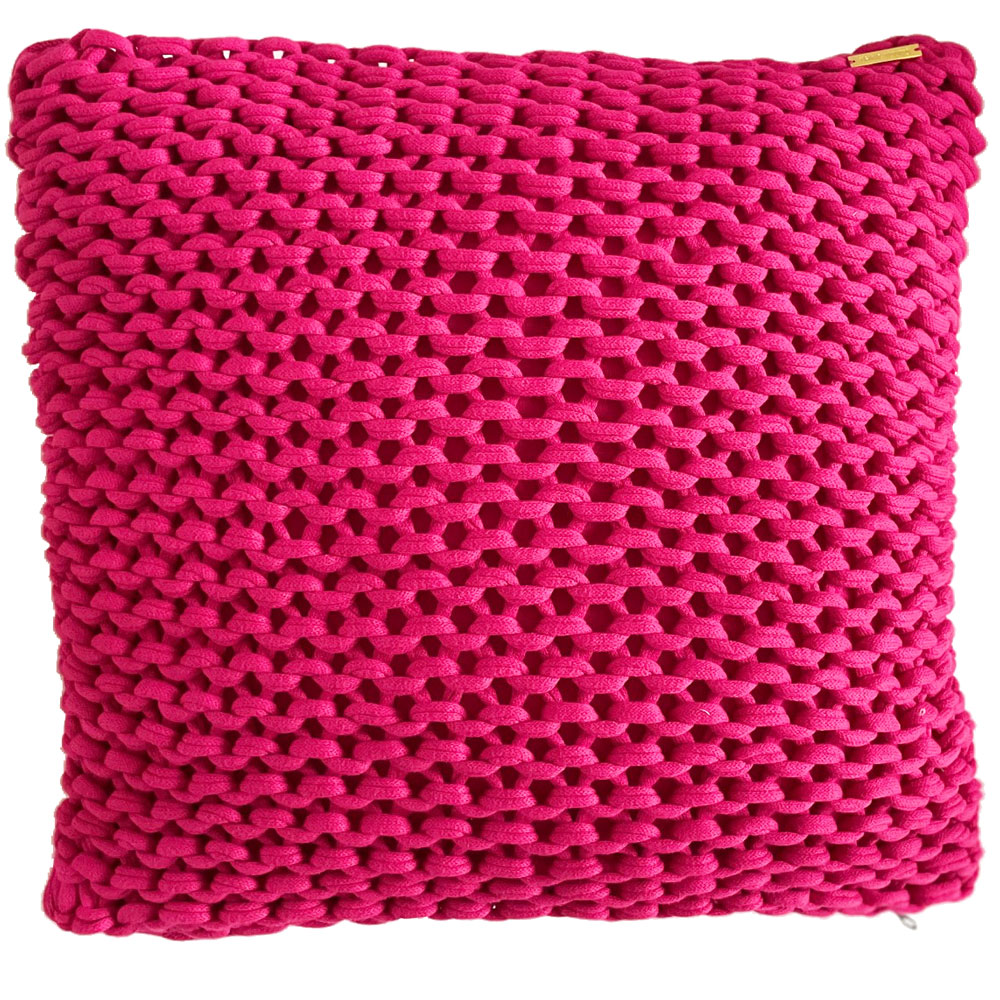 Strickkissenbezug, „Big Wave“, l/l,  Baumwolle, 50×50 cm, fuchsia, Peter Dahlenburg