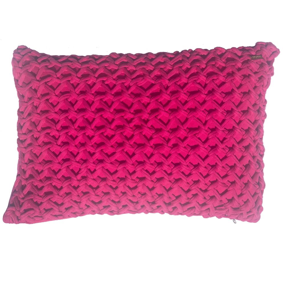 Strickkissenhülle, fuchsia, „Coral / Webmuster“, Baumwolle, Peter Dahlenburg