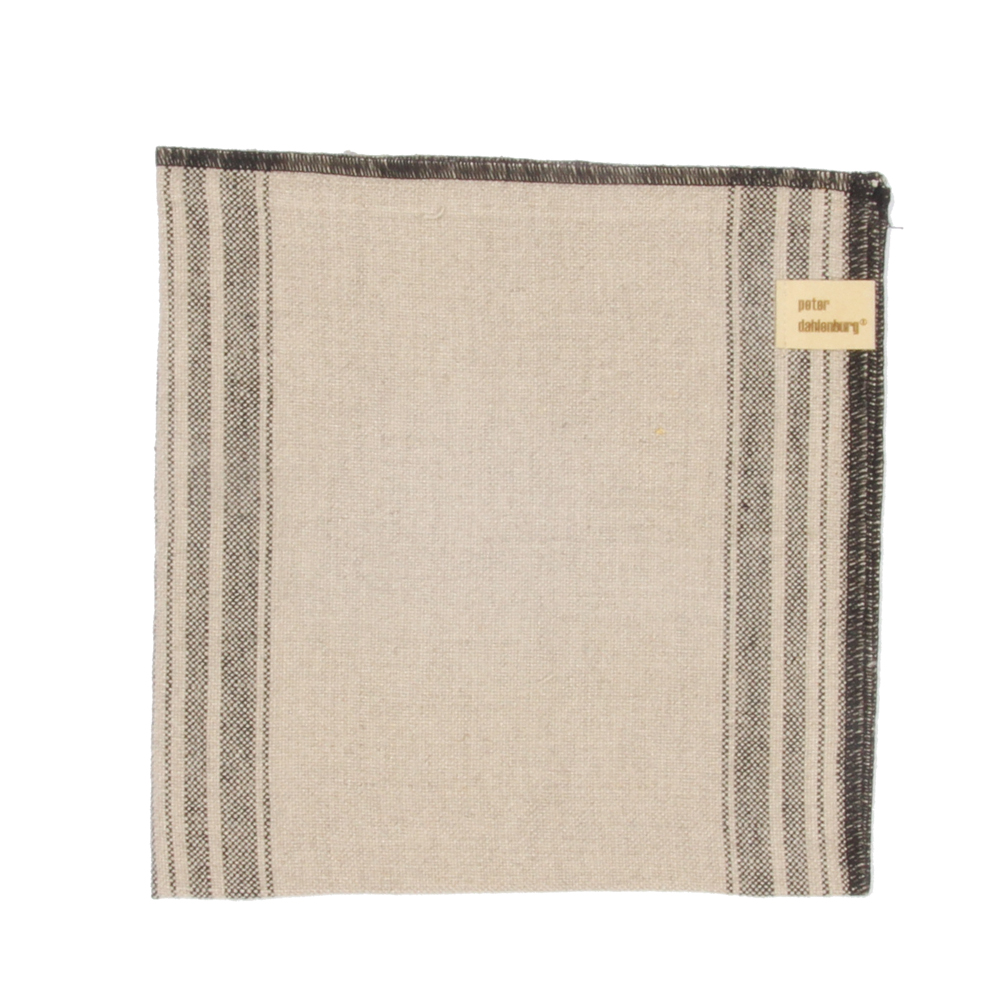 Streifenserviette, Leinen stonewashed, beige/schwarz