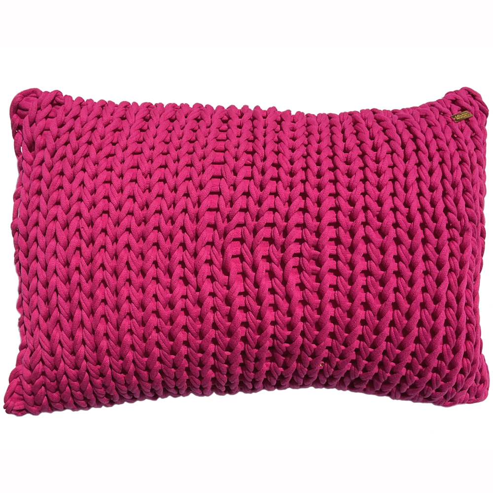 Strickkissenbezug, „Big Breeze“, 100 % Baumwolle, fuchsia, 60×40 cm, Peter Dahlenburg