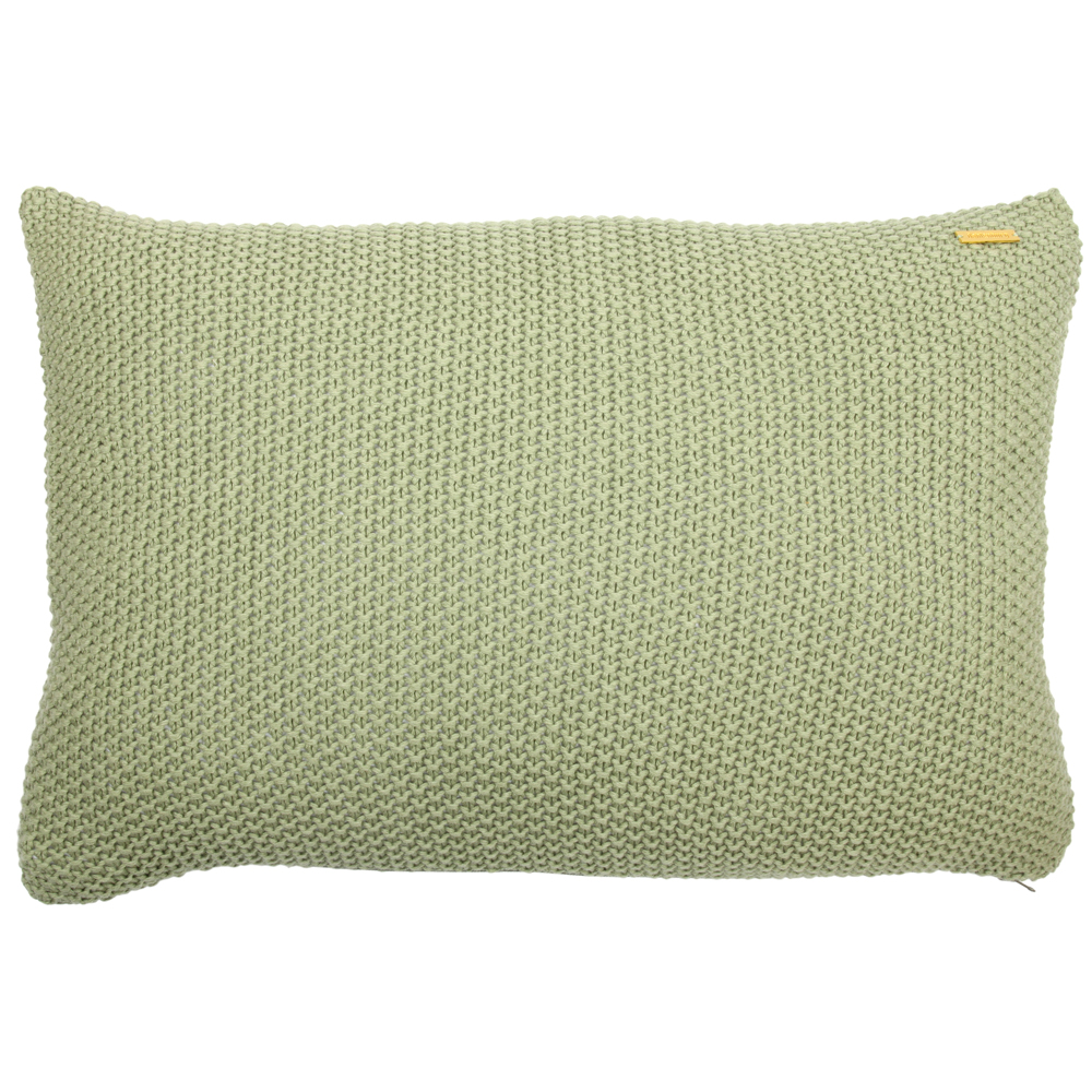 Strickkissenhülle, salbei-grün, „Pearl“, Baumwolle, 40×60, Peter Dahlenburg