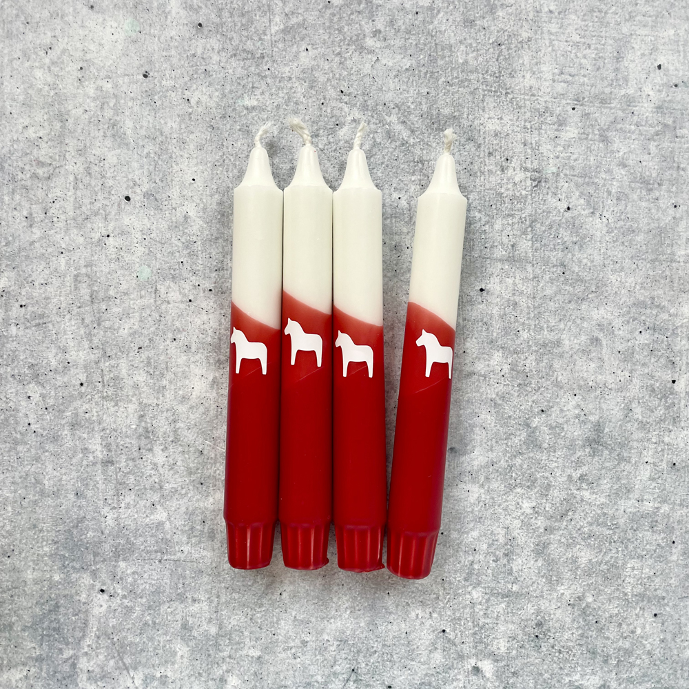 Dip Dye Kerzen, „Dala Pferd rot“, 1 Kerze