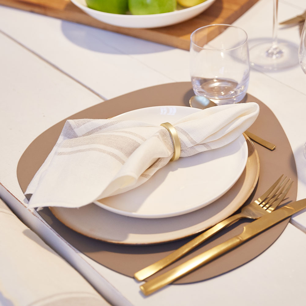 Streifenserviette, Leinen stonewashed, beige/ecru