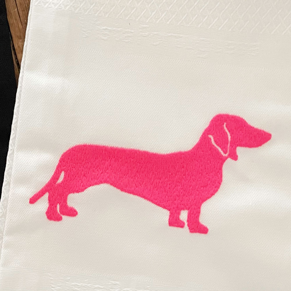 Geschirrtuch „Dackel Pop edition, pink auf weiß, Vista Portuguese