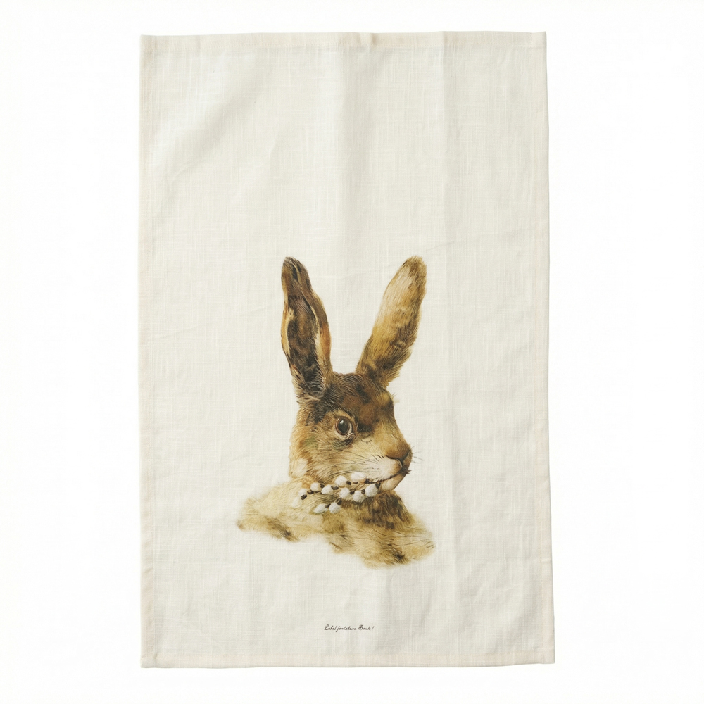 Geschirrtuch, Handdruck, Leinen