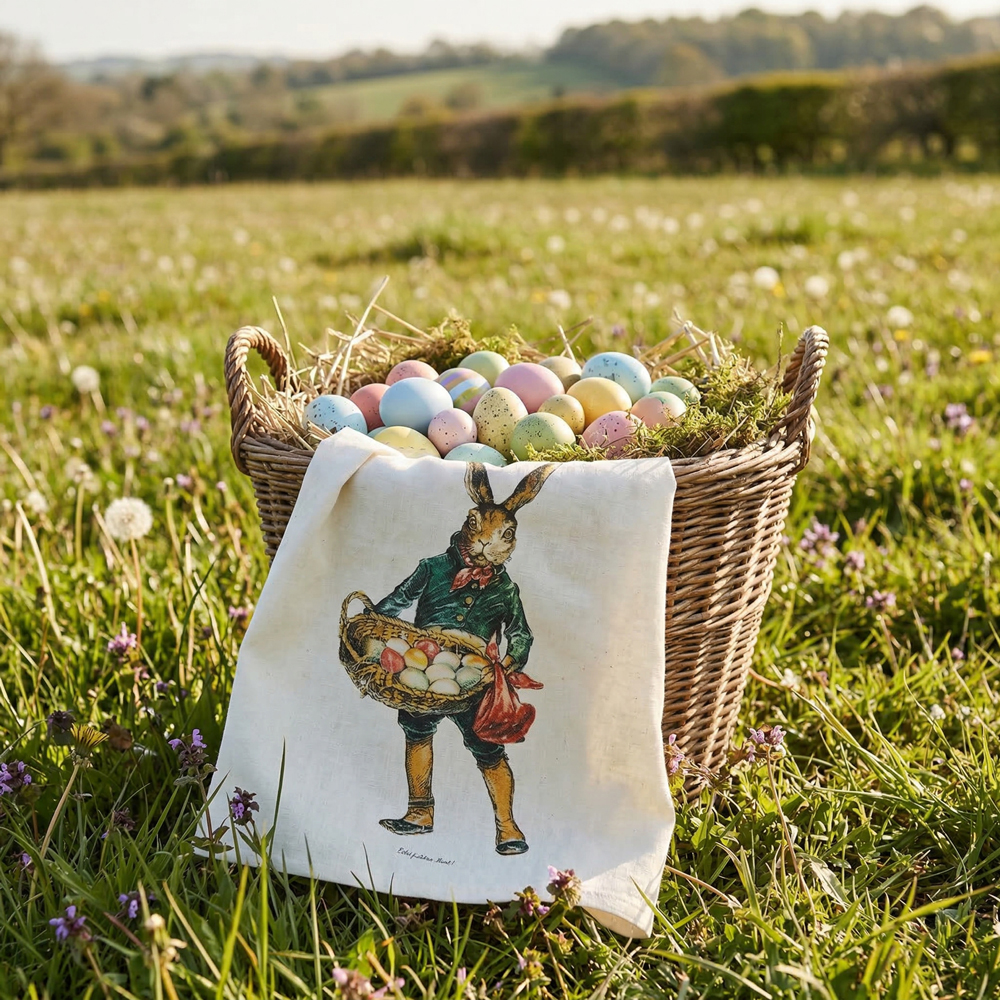 Geschirrtuch, Handdruck, Leinen