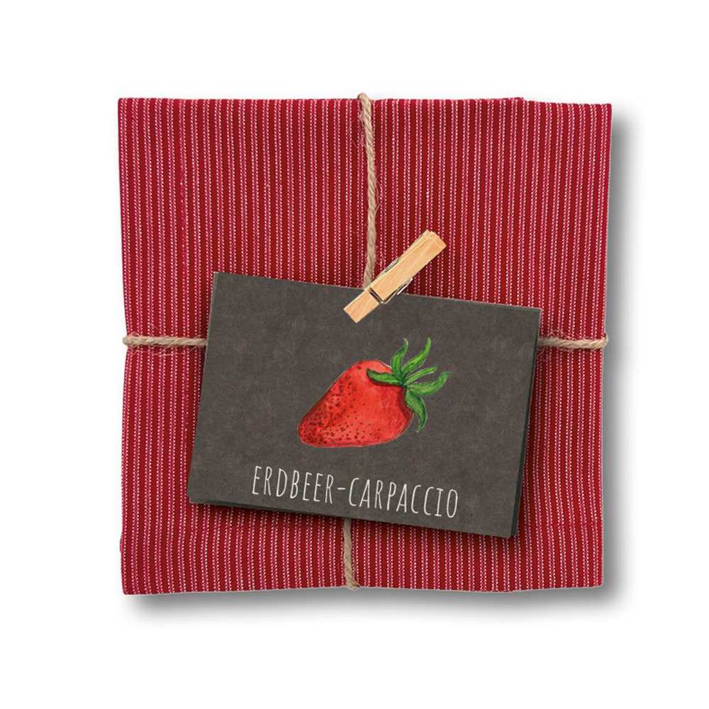 Geschirrtuch & Rezept „Erdbeer-Carpaccio“, zuckerstern