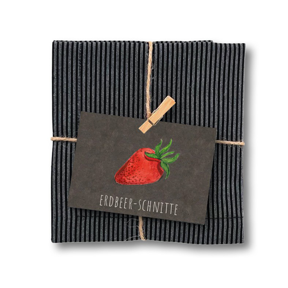 Geschirrtuch & Rezept „Erdbeerschnitte“, zuckerstern